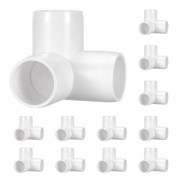 Imagem de Pacote com 12 encaixes de tubulação de cotovelo de PVC SCH40 de 3 vias, encaixe em T de saída lateral de canto de cotovelo de PVC de 3 vias, conectores de tubo de grau de móveis para projeto DIY