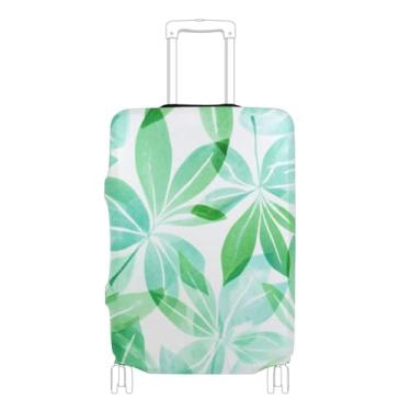 Imagem de Joisal Capa protetora de mala com folhas em aquarela verde azul-petróleo capa de terno lavável personalizada viagem férias essenciais, P, serve para capa de 45 a 50 cm, Folhas em aquarela verde