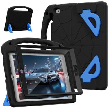 Imagem de LKOOZO Capa infantil para iPad 9ª/8ª/7ª geração (iPad 10,2 polegadas 2021/2020/2019), capa à prova de choque com protetor de tela (preto)