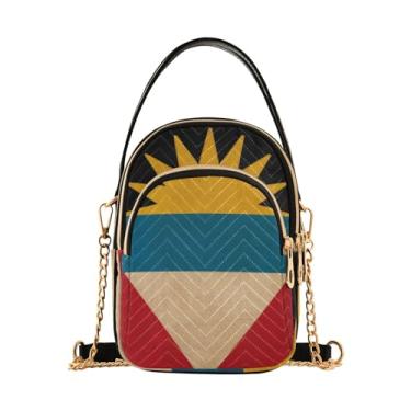 Imagem de TSENQUE Linda bolsa de ombro de urso guaxinim bolsa de mão para telefone pequena bolsa tiracolo acolchoada, Bandeira de Antígua Barbuda, 5.91x3.15x8.27inches