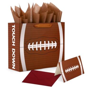 Imagem de Conjunto Sacolas de Presente de Futebol, Sacolas Lembrancinhas Futebol com Alça e Estampas Divertidas 3 Papéis Seda 1 Envelope e 1 Cartão para Eventos Esportivos Festas Aniversário