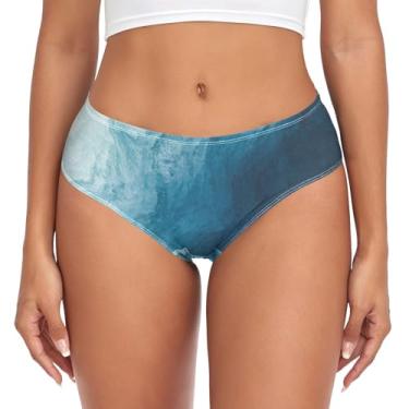 Imagem de Joitme Roupa íntima feminina, roupa íntima engraçada, calcinha sexy feminina de cintura baixa, Tinta líquida Art Blue, XXG