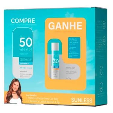 Imagem de Sunless – Kit Protetor Solar Facial FPS 50 60g Sem Cor + Protetor Labial FPS 30 4,5g Bastão