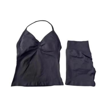 Imagem de Conjunto De Top E Shorts Sem Costura De Cintura Alta Para Academia 2 P