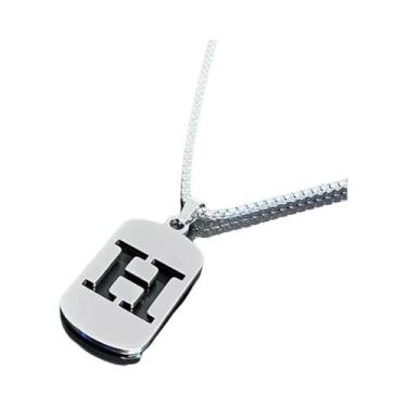 Imagem de Colar Com Pingente De Letra Do Alfabeto A-Z Em Aço Titânio Prateado Pa