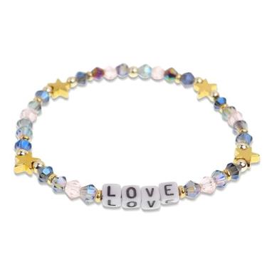 Imagem de Agriajun Pulseiras elásticas inspiradas com contas de pedra da amizade para mulheres adolescentes meninas na moda boho carta de amor empilhável pulseira de pedras preciosas naturais acessórios de