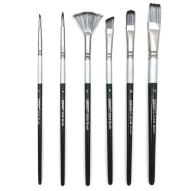 Imagem de Conjunto de pincéis de nylon, 6 pincéis artísticos para pintura acrílica de guache em aquarela a óleo