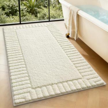 Imagem de LUMI Tapetes de banheiro antiderrapantes com suporte de borracha, tapete de banho de microfibra de pelúcia extra macio, absorvente, lavável na máquina, tapete de banho de secagem rápida para banheira