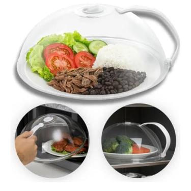 Imagem de Tampa para Microondas com Alça, Cobertura Transparente para Alimentos, Protetor de Prato com Ventilação