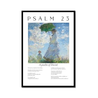 Imagem de Coleção de Salmos das Escrituras Monet Van Gogh Famosa Pintura em Aquarela Impressão Verso da Bíblia Pôster em Tela Decoração de Parede de Casa Cristã (SKU6,20.3x30.5 cm = (20x30cm), Moldura de metal