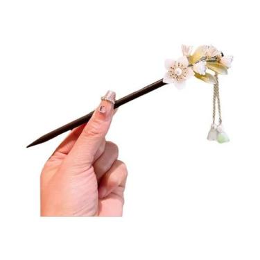 Imagem de Grampo De Cabelo De Madeira Com Franjas Florais Estilo Chinês Retrô Ac
