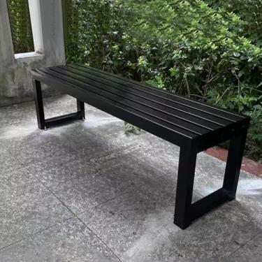 Imagem de LOERSS Banco de jardim, bancos ao ar livre, pátio parque jardim banco de metal ao ar livre, varanda, parque, gramado, quintal e varanda (tamanho: 120 cm/47 pol, cor: preto)
