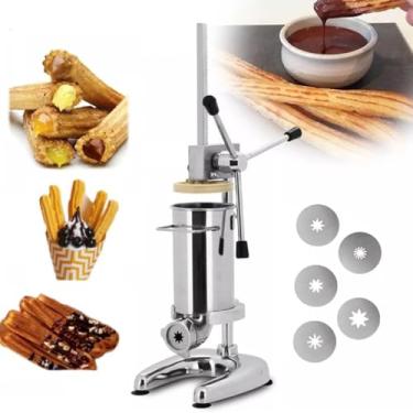 Imagem de Máquina manual de fabricação de churros espanhóis de 2L/3L com 5 tipos de moldes, máquina vertical de churros espanhóis de aço inoxidável, máquina de enchimento de churros,2L