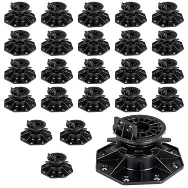 Imagem de Hocamel Pacote com 24 pedestal de suporte de deck ajustável, base de suporte de base de deck de plástico, plataforma de deck flutuante, ajuste de altura aumentando de 4 a 6 cm, nivelamento automático