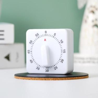 Imagem de Temporizador de cozinha, lembrete de alarme de 1 hora quadrado silencioso mecânico para casa e cozinha