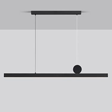 Imagem de Luminária pendente LED moderna de 96W, luminária linear de latão com cúpula de acrílico, lustre ultrafino de faixa longa, luminárias de suspensão para iluminação de restaurantes, luminárias