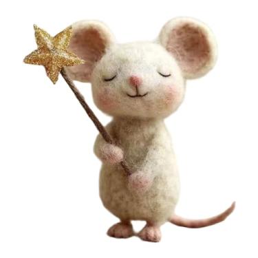 Imagem de Ｂｅｓｇａ Ratinhos de feltro feitos à mão com estrela, enfeites criativos de Natal em miniatura para ambientes internos, estatueta encantadora para quarto, Style C
