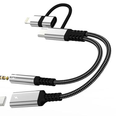 Imagem de Adaptador USB C de 3,5 mm (12,9 cm²) para iPhone 17 16 15 14 13 Lightning para áudio auxiliar conector de fone de ouvido divisor cabo carregador de carro para iPad iluminação dupla DAC compatível com