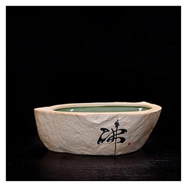 Imagem de Vasos de plantas hidropônico não poroso vaso de flores criativo retro grés cobre dinheiro grama verde flor manuscrita vaso de flores cerâmica flor vaso de flores (cor: B) (latão)