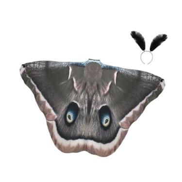Imagem de Wzmzjy Capa/xale de Borboleta para O Halloween, Ideal para Festas de Aniversário, Fantasias E Brincadeiras de Faz de Conta, Preto Cinza, Tamanho real
