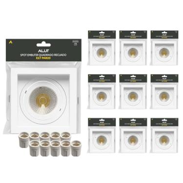 Imagem de Kit Spot Led Recuado Embutir Gu10/MR16 Uno ou Duo Quadrado Branco Policarbonato Alut By Avant (Simples, E27/Par20)