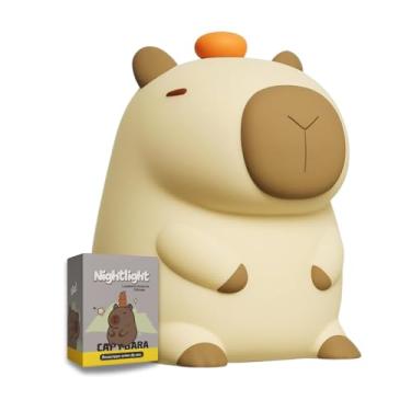Imagem de Luminária Noturna Capivara LED em Silicone Macio, Muda de Cor ao Toque, Recarregável USB-C, Iluminação Decorativa Infantil