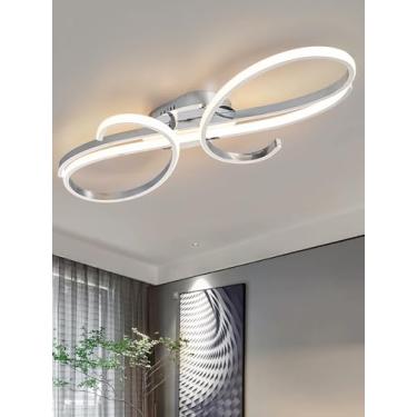 Imagem de Luminária de teto LED criativa e regulável para sala de estar com controle remoto. Luminária de teto LED de baixo consumo para ambientes internos, ideal para quarto, quarto infantil e sala d