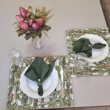 Imagem de Jogo Americano 6 Peças Mesa Posta Café da Manhã Jantar Guardanapo Porta-Guardanapo Elegante (JA027)