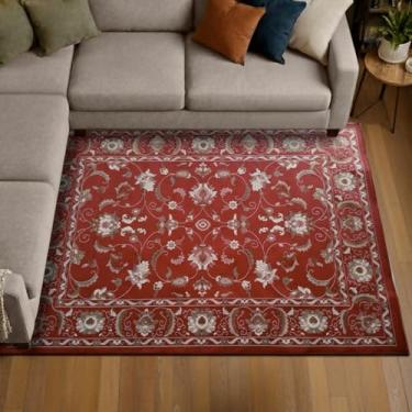 Imagem de 1 Tapete Sala Sofá Antiderrapante Grande 200X250 Js Do Pe Vr (M10 Vermelho - Classico Floral Flores Medalhão)