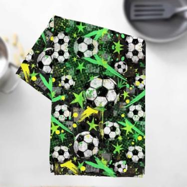 Imagem de Toalhas de cozinha de grafite de futebol de desenho animado, toalha de prato decorativa de microfibra absorvente estilo arte urbana, toalha de chá, toalhas de mão de waffle para cozinha, casa