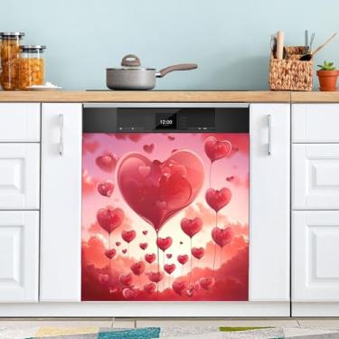 Imagem de ATTX Capa magnética para lava-louças Red Hearts | Adesivo decorativo de eletrodomésticos de 58 x 66 cm para armários domésticos e eletrodomésticos #8