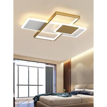 Imagem de Luminária de teto LED, ajustável, moderna, com intensidade de luz infinitamente regulável (3000K-6000K), design retangular, ideal para sala de estar, sala de jantar, quarto e escritório (pre