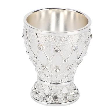Imagem de Phefop Cálice de Vinho Vintage, Copo Gótico de Liga de Zinco para Beber Copo Medieval Com Alívio para Comunhão, Festa de Casamento, Feriados, Bar de Aniversário (SILVER)