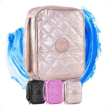 Imagem de Estojo Grande Box Jumbo Escolar Com Divisórias Martelasse - Hxt, Rose