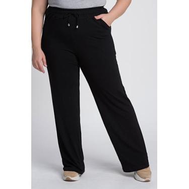 Imagem de Calça Feminina Plus Size Pantalona Moletinho Bolsos  - Serena, Preto, 