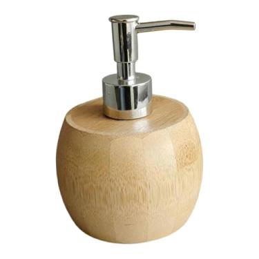 Imagem de KiBcsLic Dispensador de sabonete líquido de bambu, frasco recarregável para loção líquida, condicionador, detergente de louça, frasco com bomba para banheiro,