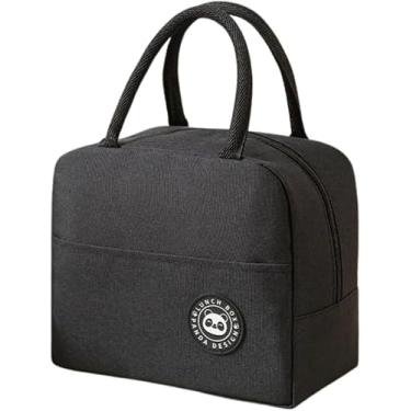 Imagem de Bolsa Termica Necessaire Portatil Lancheira Dobravel Organizadora Bolso Externo Semi-Impermeavel com Alça (Preto)