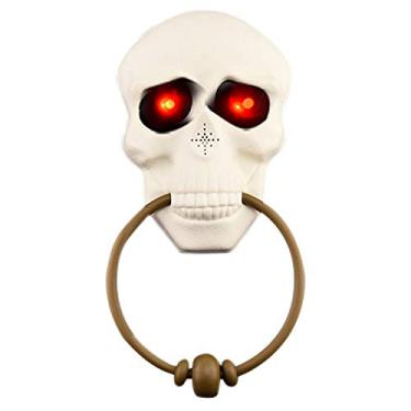 Imagem de Decoração de Campainha Caveira Halloween com Sons Assustadores Luz LED Ornament Assustador para Festa Indoor Festivais Presente