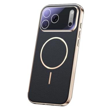 Imagem de LYJSMGZ Capa magnética para iPhone 17 Pro Max/Air/17 Pro/17, com orifício para lente de câmera de precisão, à prova de choque, capa fina anti-impressão digital, suporta carregamento sem fio, preta, 17