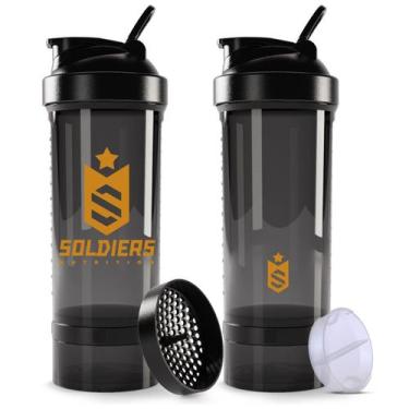 Imagem de Coqueteleira Pro 700ml Preto Logo Dourado Soldiers Nutrition