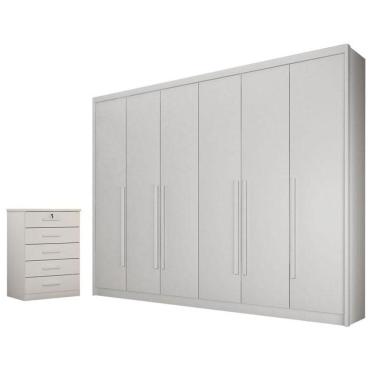 Imagem de Guarda Roupa Casal Bragança E Gaveteiro Suiça Neve - Novo Horizonte