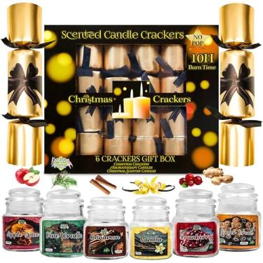 Imagem de KreativeKraft Bolachas de Natal sem encaixe com velas, piadas e chapéus de papel, velas perfumadas de cera de soja, decoração de casa, lembrancinhas de festa