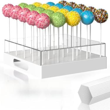 Imagem de Suporte transparente de 25 furos com palitos, suporte de pirulito de doces para festas, casamentos, aniversários, expositores transparentes para bolos