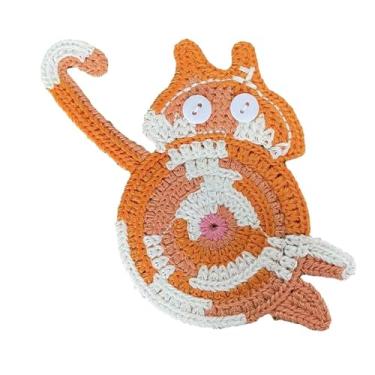 Imagem de Porta-copos de café fofo, porta-copos engraçados de crochê com bumbum de gato, tapete feito à mão, resistente a manchas, dia dos namorados/presentes de aniversário para mulheres, amigos, colegas de