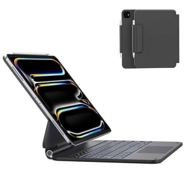 Imagem de AUSDOM Capa Para Ipad Pro M4 11" Com Magic Keyboard, Teclado 2024, 11 Cores, Retroiluminação, Trackpad Multitoque, Porta-Lápis E Suporte Magnético De Fácil Instalação, Preto