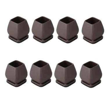 Imagem de 8 peças de protetores diagonais para pés de cadeira 、 almofadas grossas de feltro de silicone para móveis, pés de mesa, sem arranhões (marrom, médio)