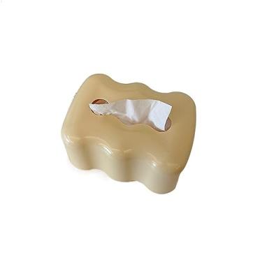 Imagem de Suporte de caixa de lenços de papel de mesa cor creme decoração sala de estar mesa de jantar dispensador de guardanapo portátil suporte de papel para escritório doméstico capa de caixa de lenços