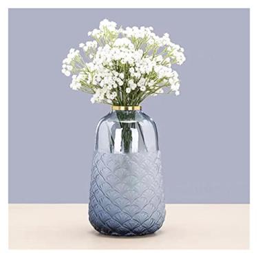 Imagem de Vasos para flores leves luxo criativo padrão vieira vidro moderno simples mobiliário doméstico mesa sala de estar arranjo de flores secas decoração casa vaso decorativo (médio)