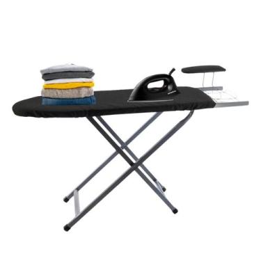 Imagem de Mesa De Passar Roupas Com Suporte De Ferro Passa Mangas Tecido Metaliz