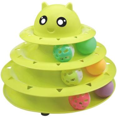Imagem de Rolo de 3 níveis Cat Toy UPSKY com 6 bolas coloridas